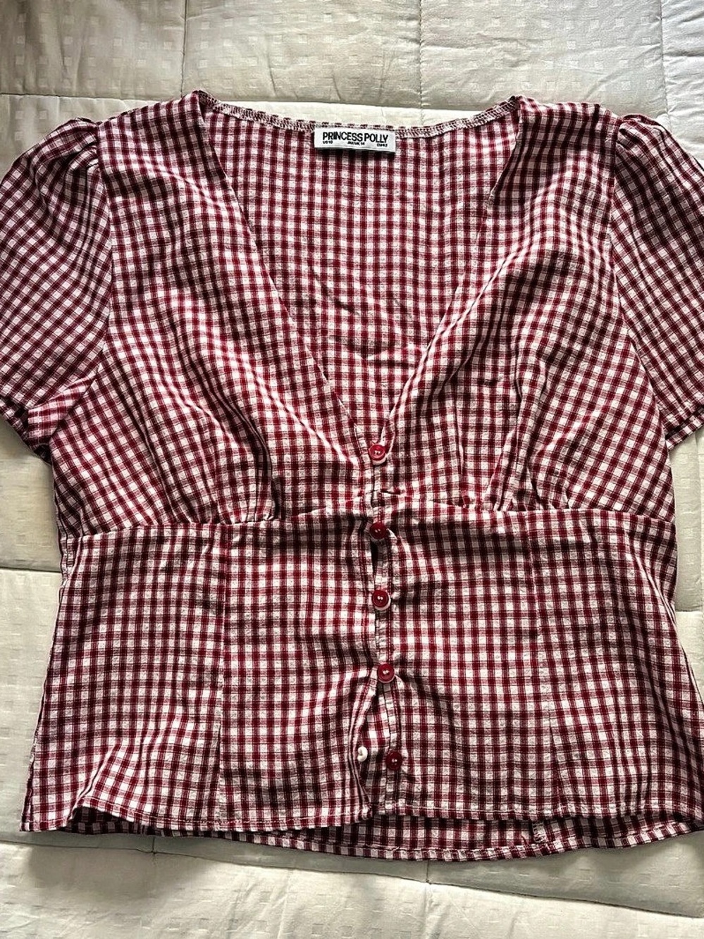 Princess Polly Isolda Top Red Gingham Red & White